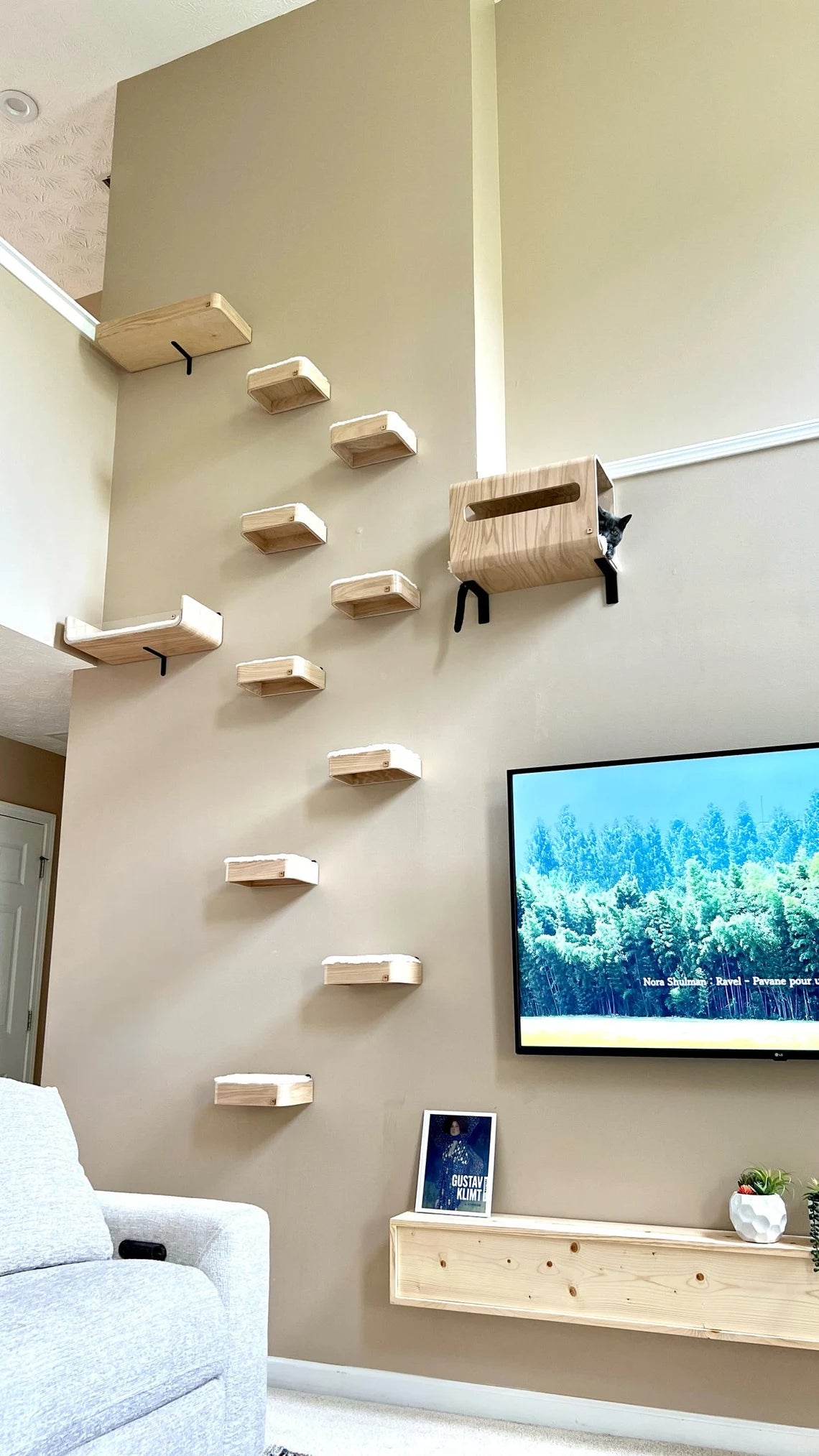 Modern Wall Mounted Cat Shelf, Cat Climbing Shelf