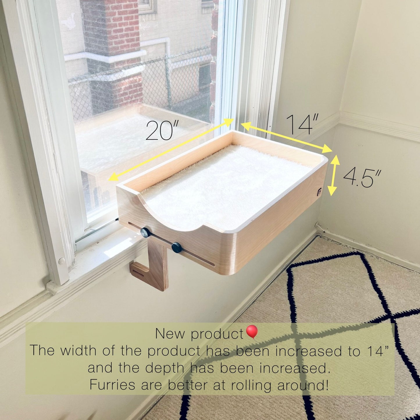 20"x14" Wider Space & Happier Cats!_Cat Window Perch_Sturdy-Safe support legs_Installed-removed 1 minute_No tools No nails_Cat Lover Gift