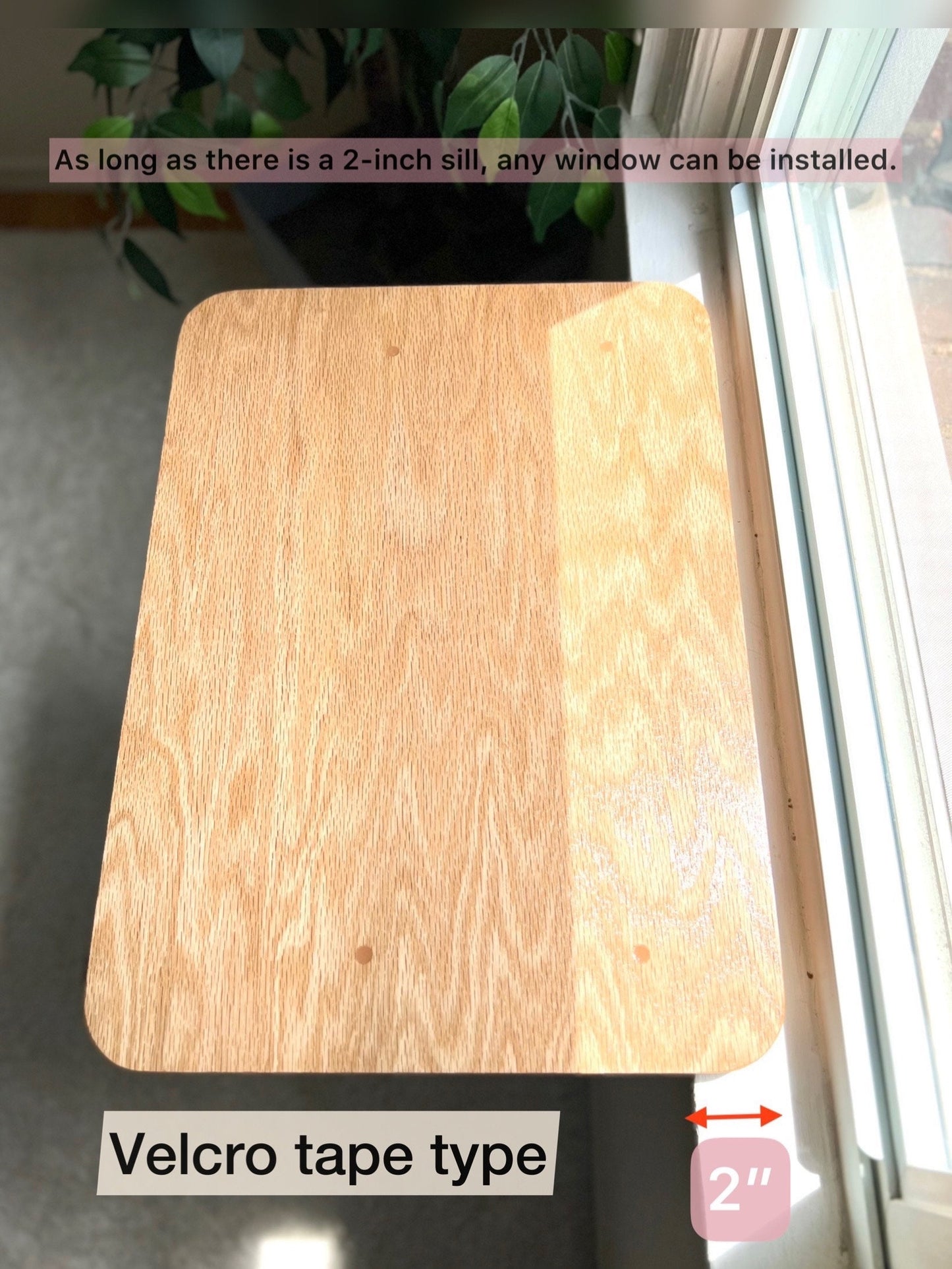 Wider Space & Happier Cats! _ Oak Window Perch _ Sturdy-Safe support legs _ Installed-removed 1 minute _ No tools No nails _ 21" x 15"