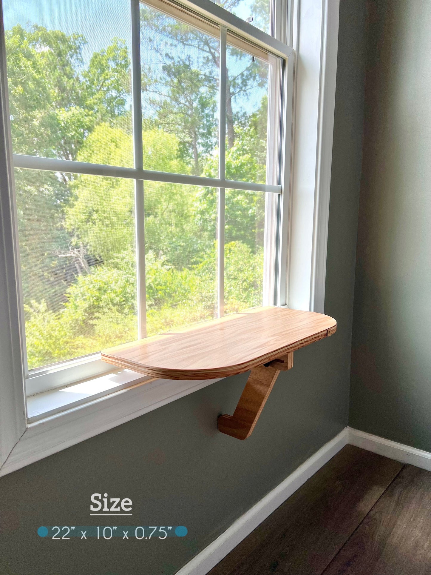 Oak Cat Window Perch_Sturdy-Safe support leg_Installed-removed 1 minute_No tools No nails_Cat Window Shelf_22"x10"_Cat Lover Gift