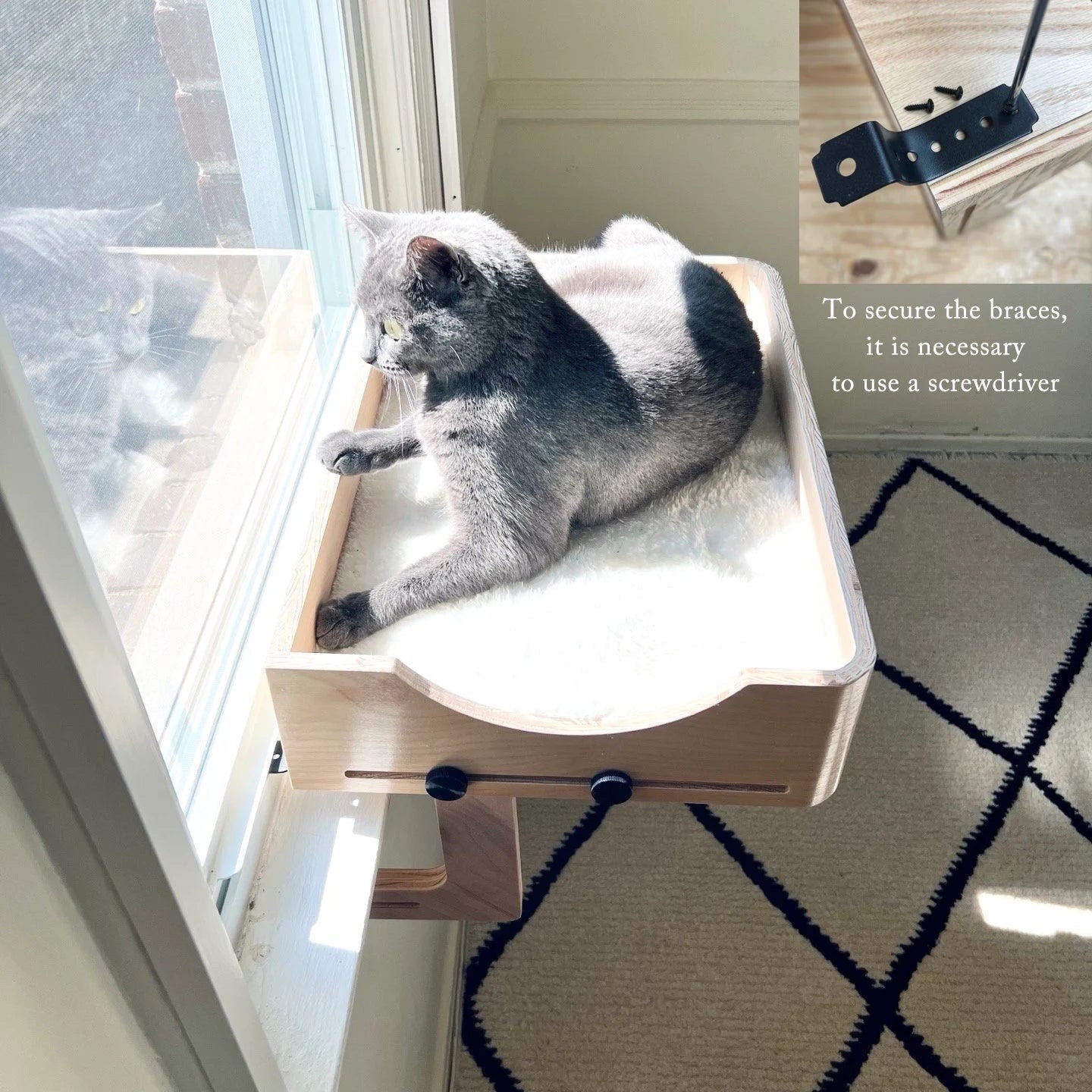 20"x14" Wider Space & Happier Cats!_Cat Window Perch_Sturdy-Safe support legs_Installed-removed 1 minute_No tools No nails_Cat Lover Gift