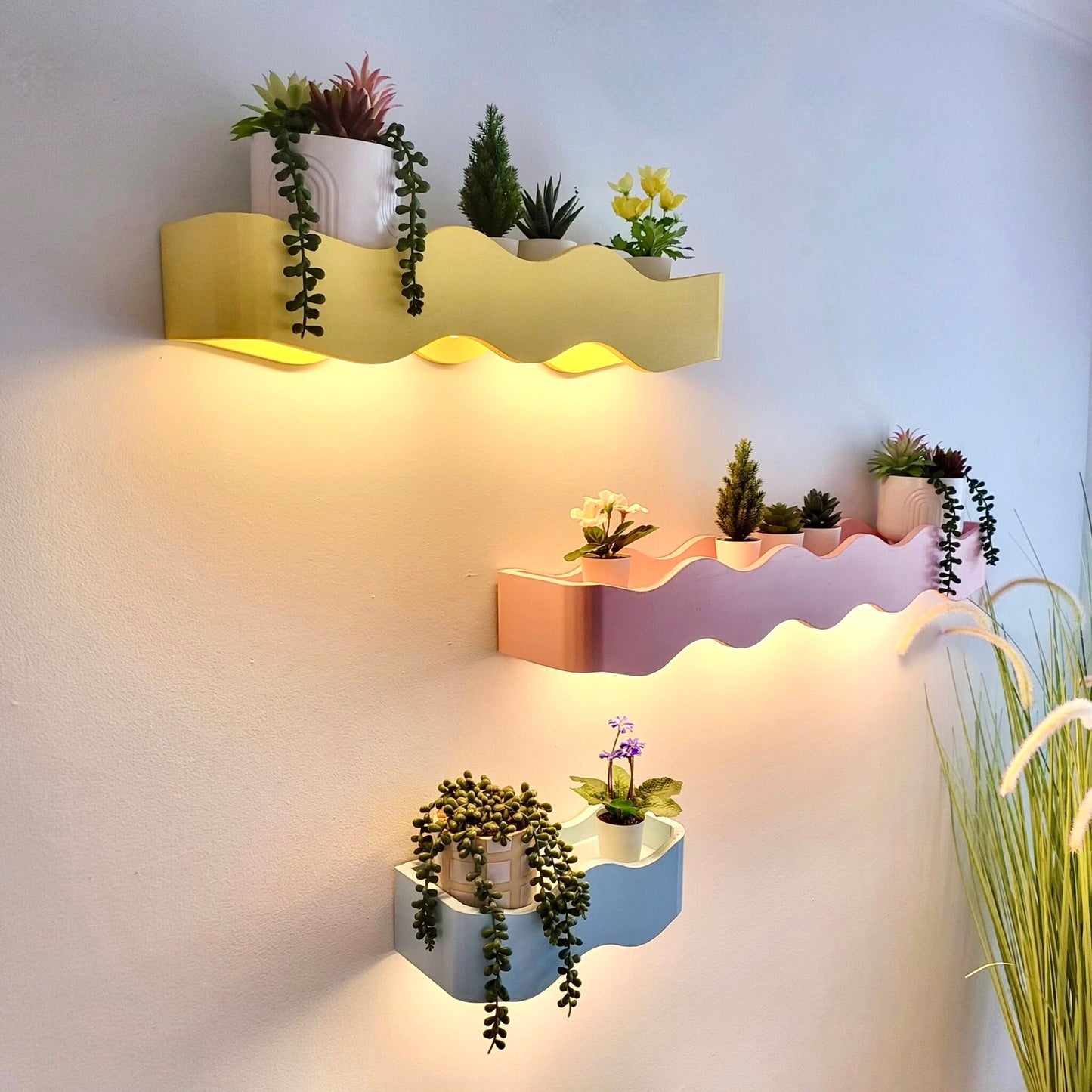 Colorful Wall Shelves, Colorful Shelf, Unique Handcrafted Wall Art Shelves, Cozy and Cute Handcrafted Shelves, Floating Shelves