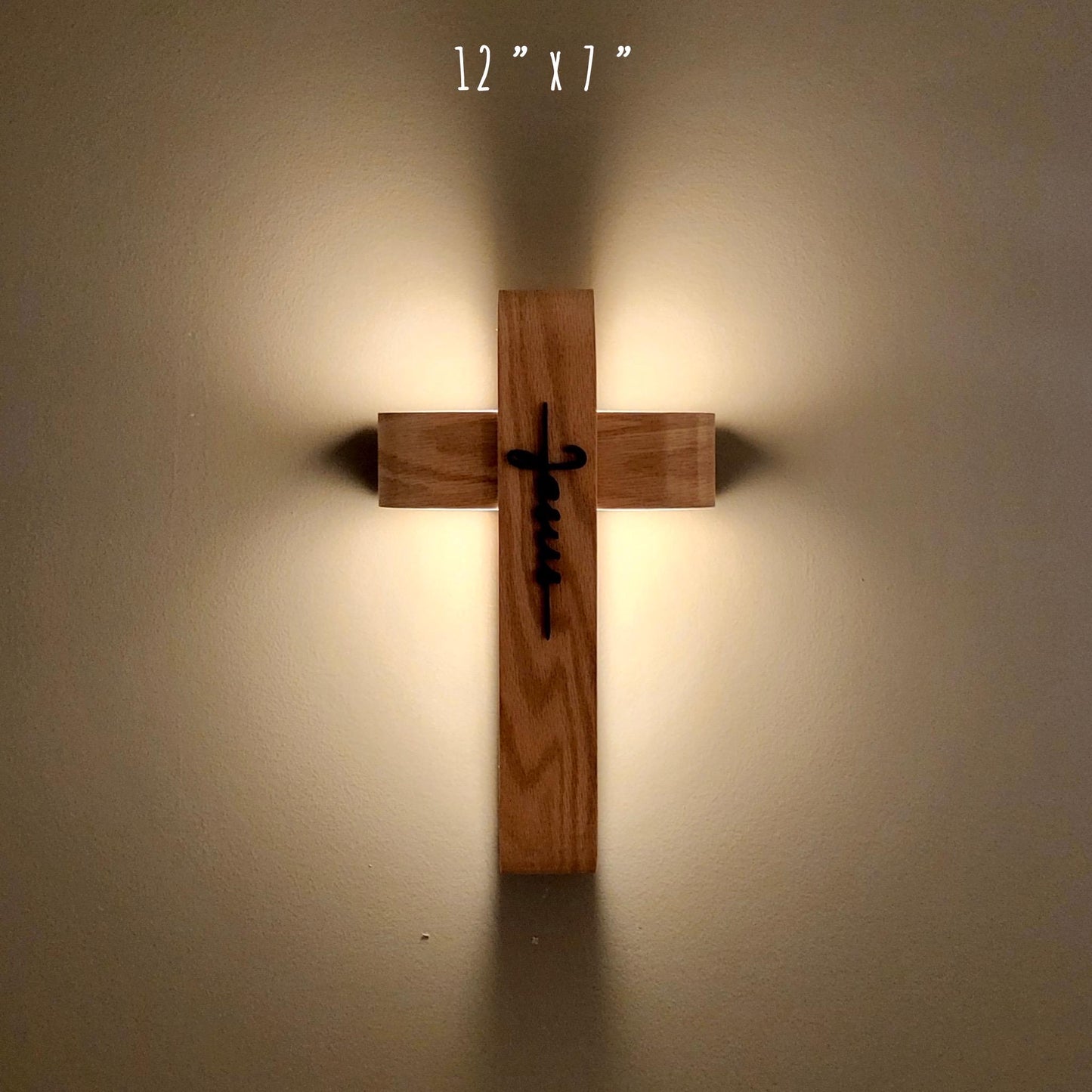 Wooden Cross | LED Wooden Cross Wall Decor | Christian Home Decor | JESUS Lettering Gift