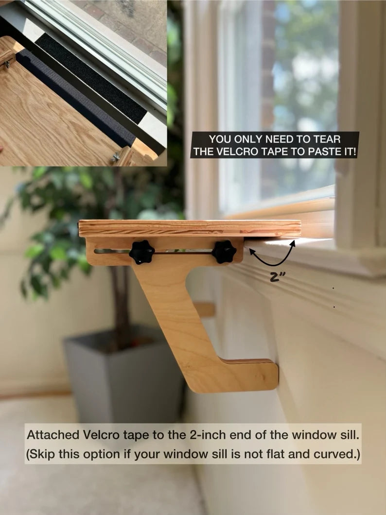 Oak Window Plant Shelf, Adjustable, No Tools Install (22x10, 21x15)