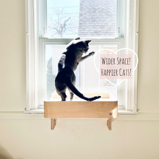 20"x14" Wider Space & Happier Cats!_Cat Window Perch_Sturdy-Safe support legs_Installed-removed 1 minute_No tools No nails_Cat Lover Gift
