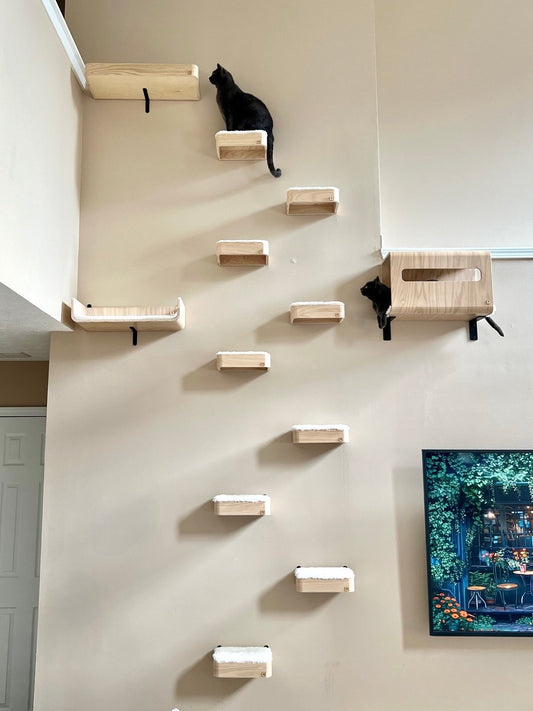 Cat Wall Steps _ Cat Stairs _ Cat Shelf _ Wood Cat Climbing Shelf _ Cat Wall Furniture