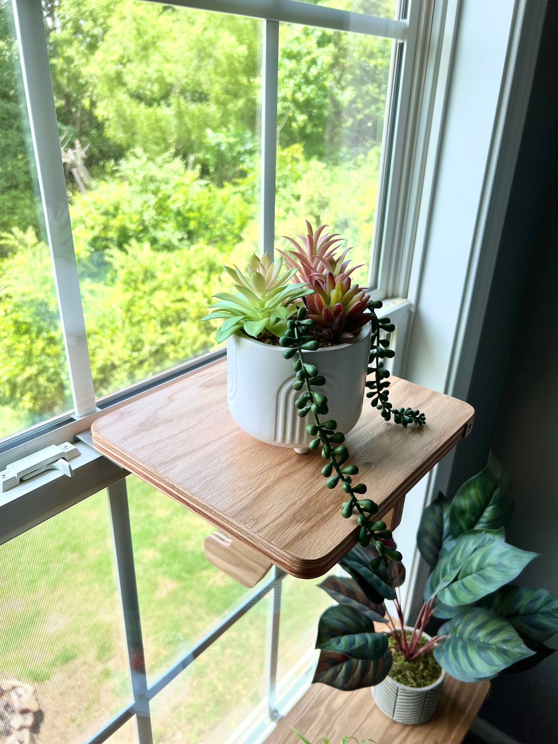 windowsill plant hanger For the middle of the window, Oak window Shelf, Sturdy-Safe support le – THE NAMU