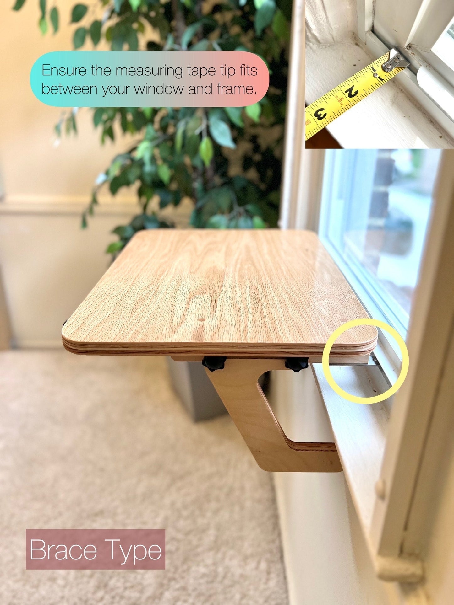 Wider Space & Happier Cats! _ Oak Window Perch _ Sturdy-Safe support legs _ Installed-removed 1 minute _ No tools No nails _ 21" x 15"